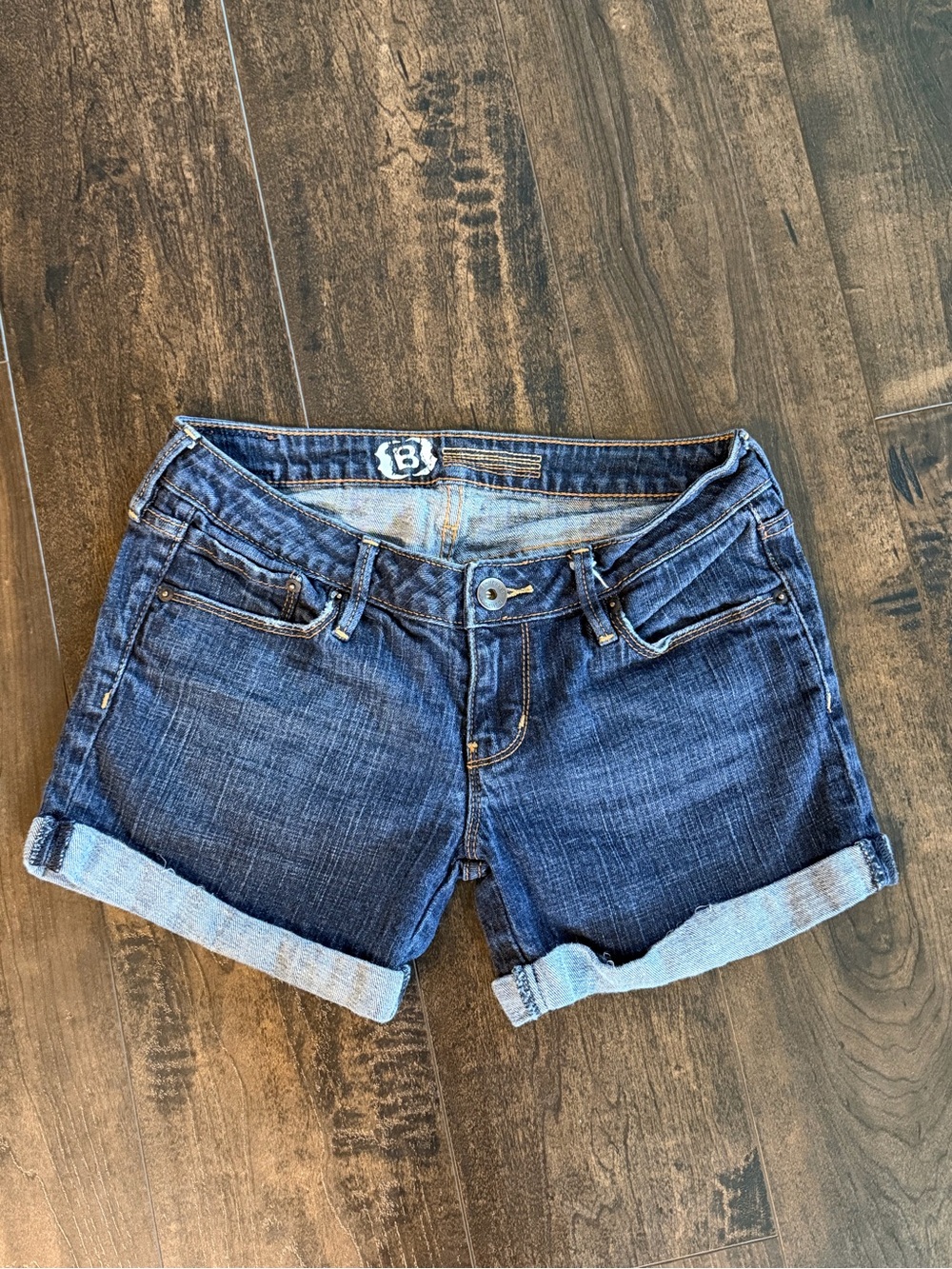 Bullhead Dark Wash Cuffed Denim Shorts